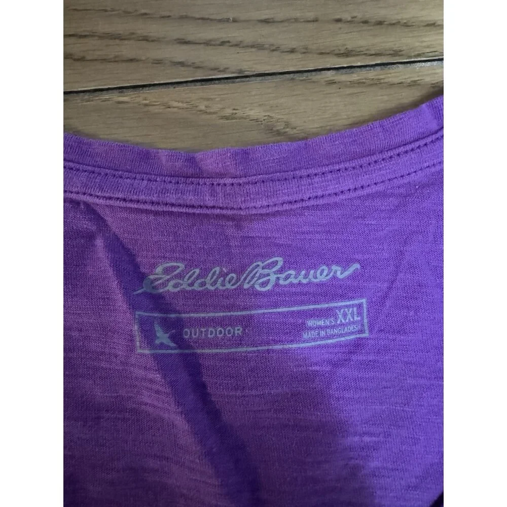 Eddie Bauer Outdoor Women Size XXL Purple Graphic Print Short Sleeve Cotton City - Picture 3 of 11